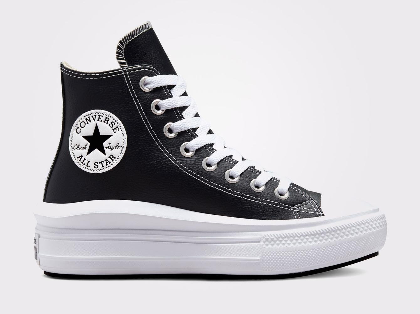 Converse Chuck Taylor All Star Move Unisex Siyah Deri Platform Sneaker