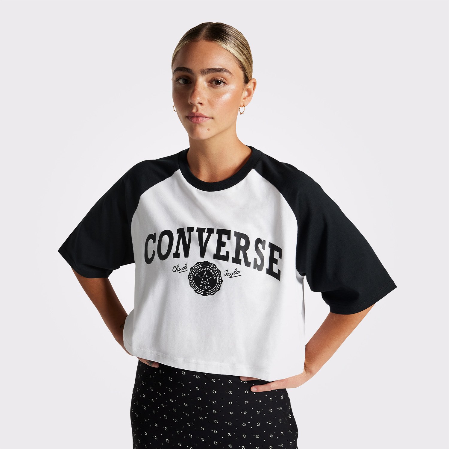 Converse Retro Cropped Kadın Beyaz T-Shirt