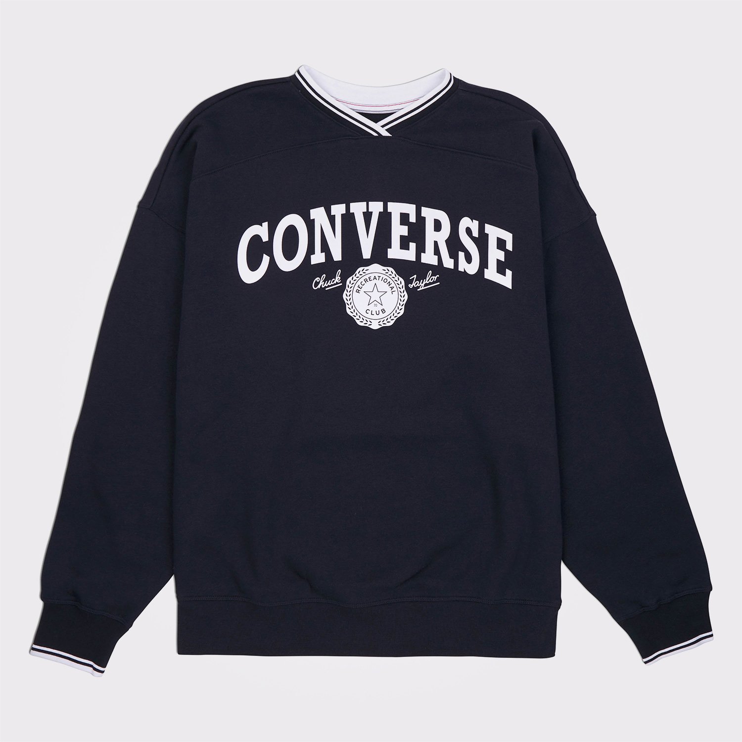 Converse Retro Oversized V-Yaka Kadın Siyah Sweatshirt