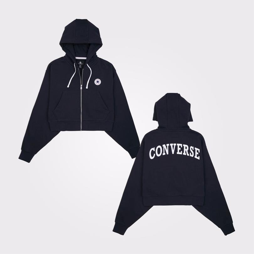 Converse Retro Full-Zip Kadın Siyah Hoodie
