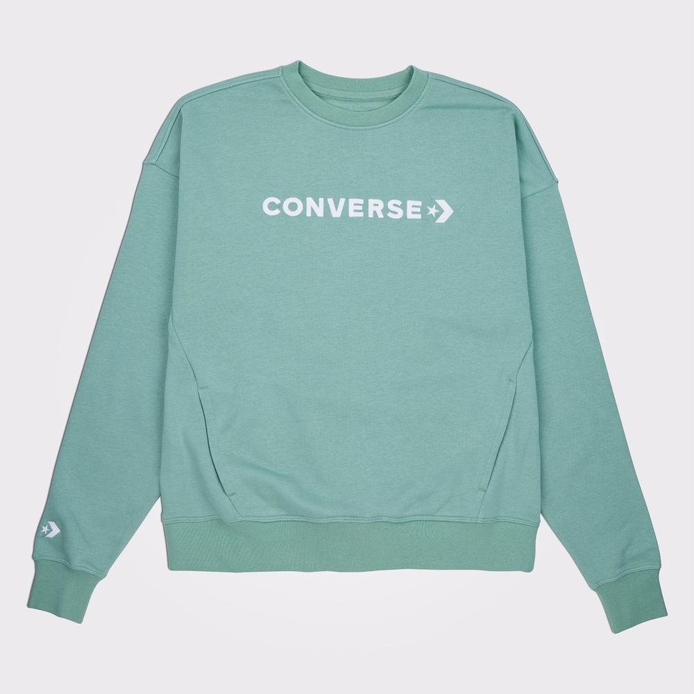 Converse Wordmark Boyfriend Crew Kadın Mavi T-Shirt