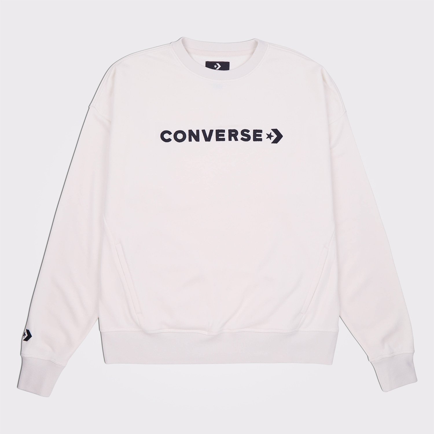 Converse Wordmark Boyfriend Crew Kadın Krem T-Shirt