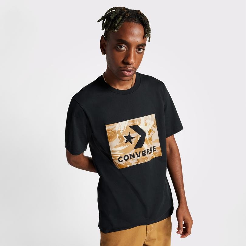 Converse Star Chevron Camo Desenli Erkek Siyah T-Shirt