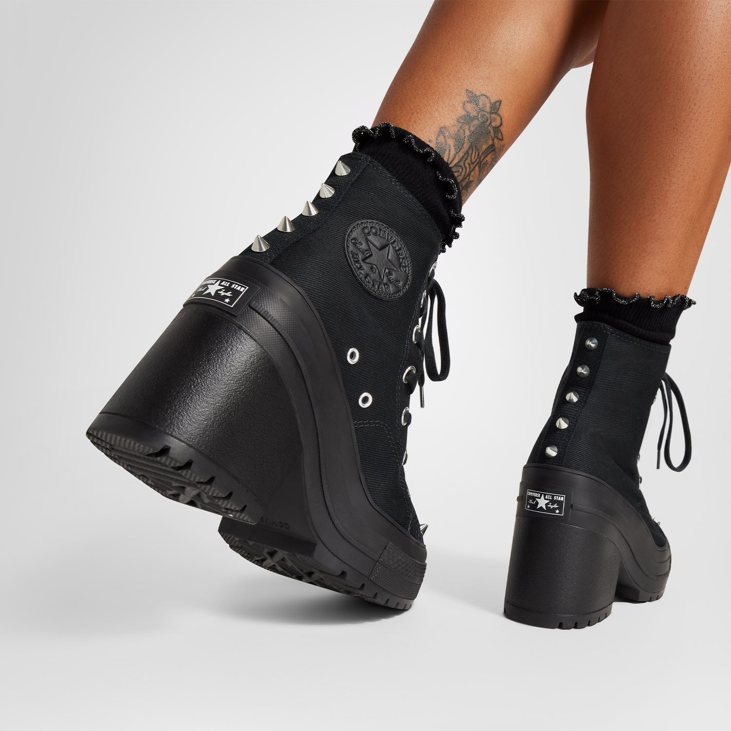 Converse Chuck 70 De Luxe Heel Studded Kadın Siyah Platform Sneaker