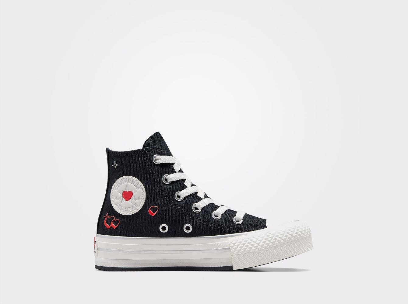 Converse Chuck Taylor All Star Eva Lift Y2K Heart Çocuk Siyah Platform Sneaker