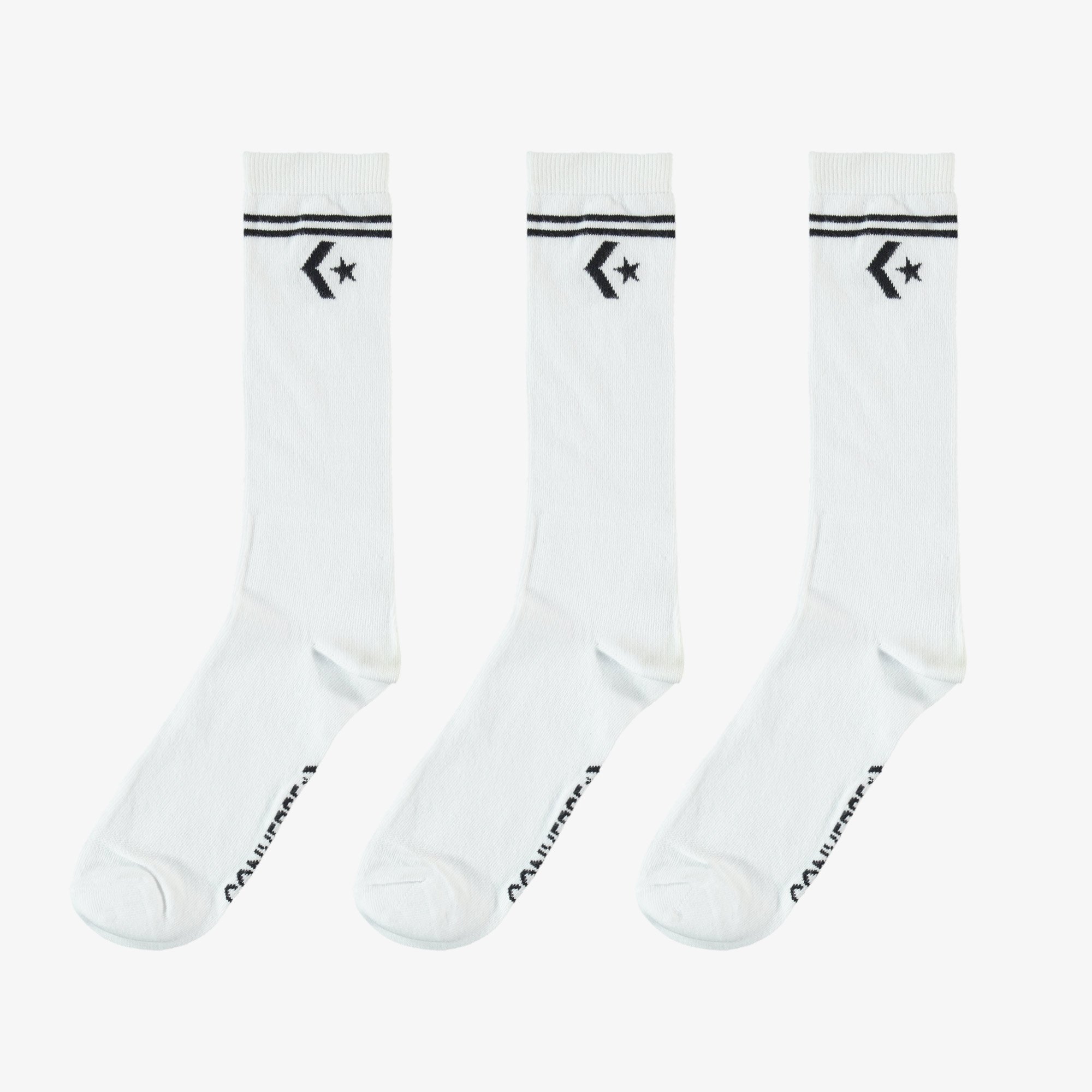 Converse Star Chevron Unisex 3'lü Beyaz Uzun Çorap