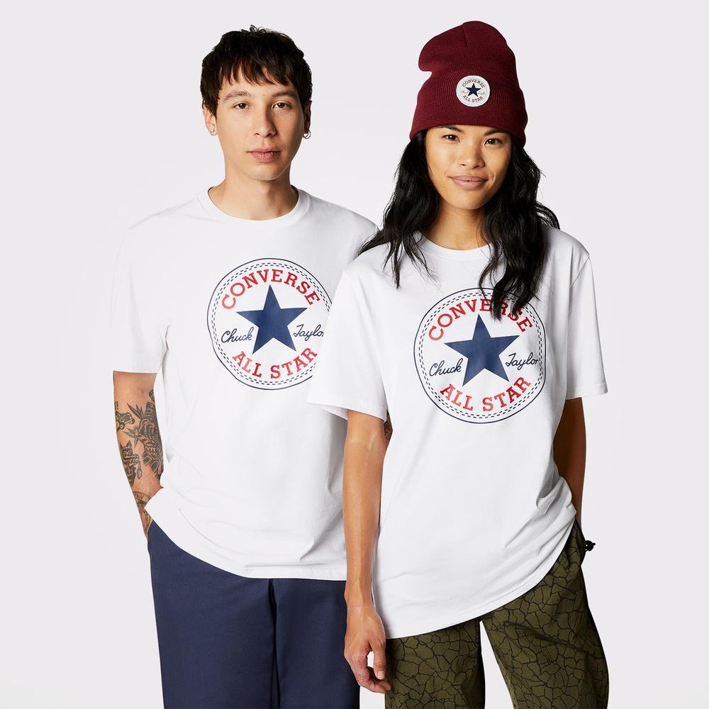 Converse Go-To All Star Patch Standard-Fit Unisex Beyaz T-Shirt