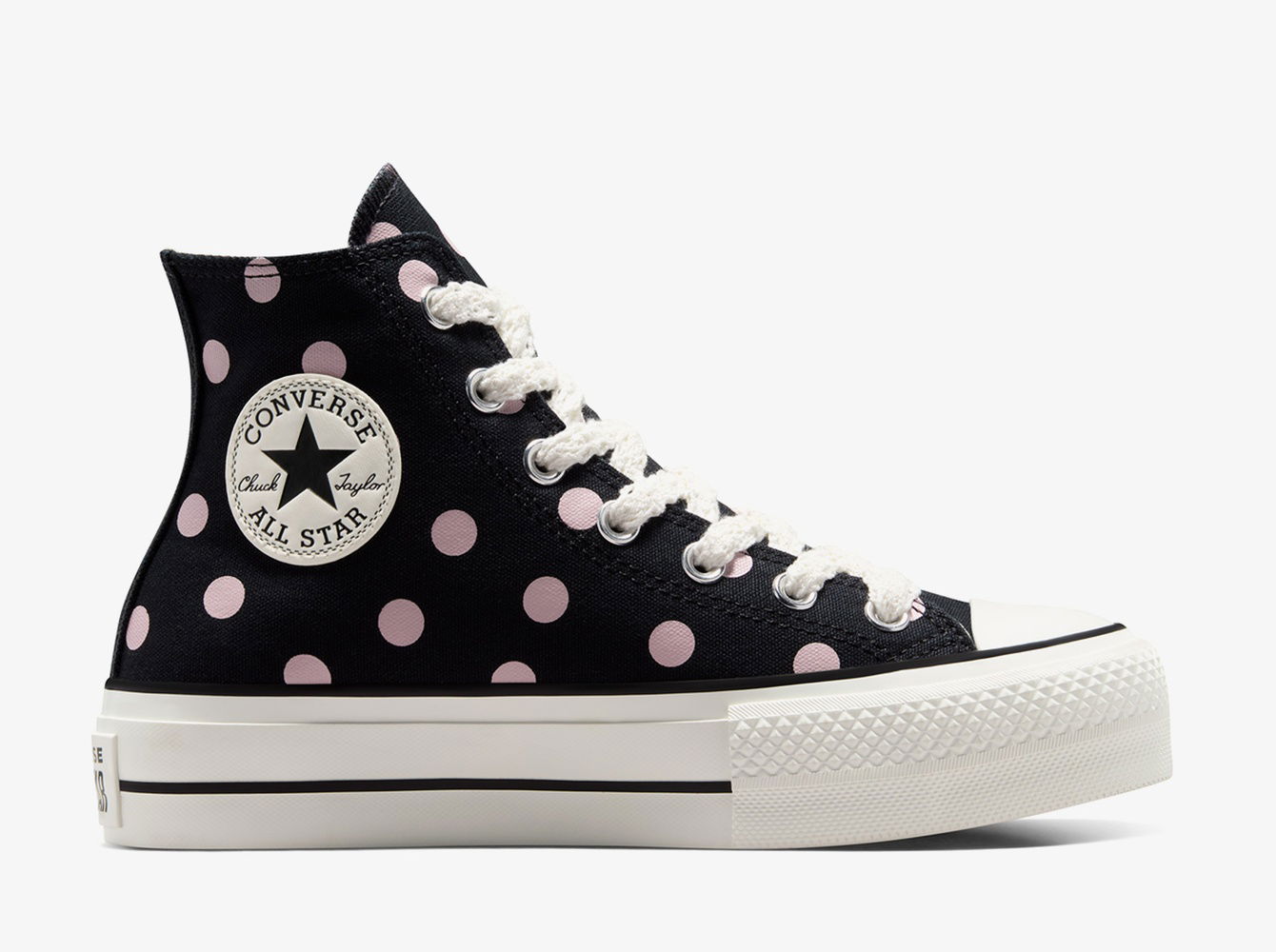 Converse Chuck Taylor All Star Lift Polka Dots Kadın Siyah Platform Sneaker