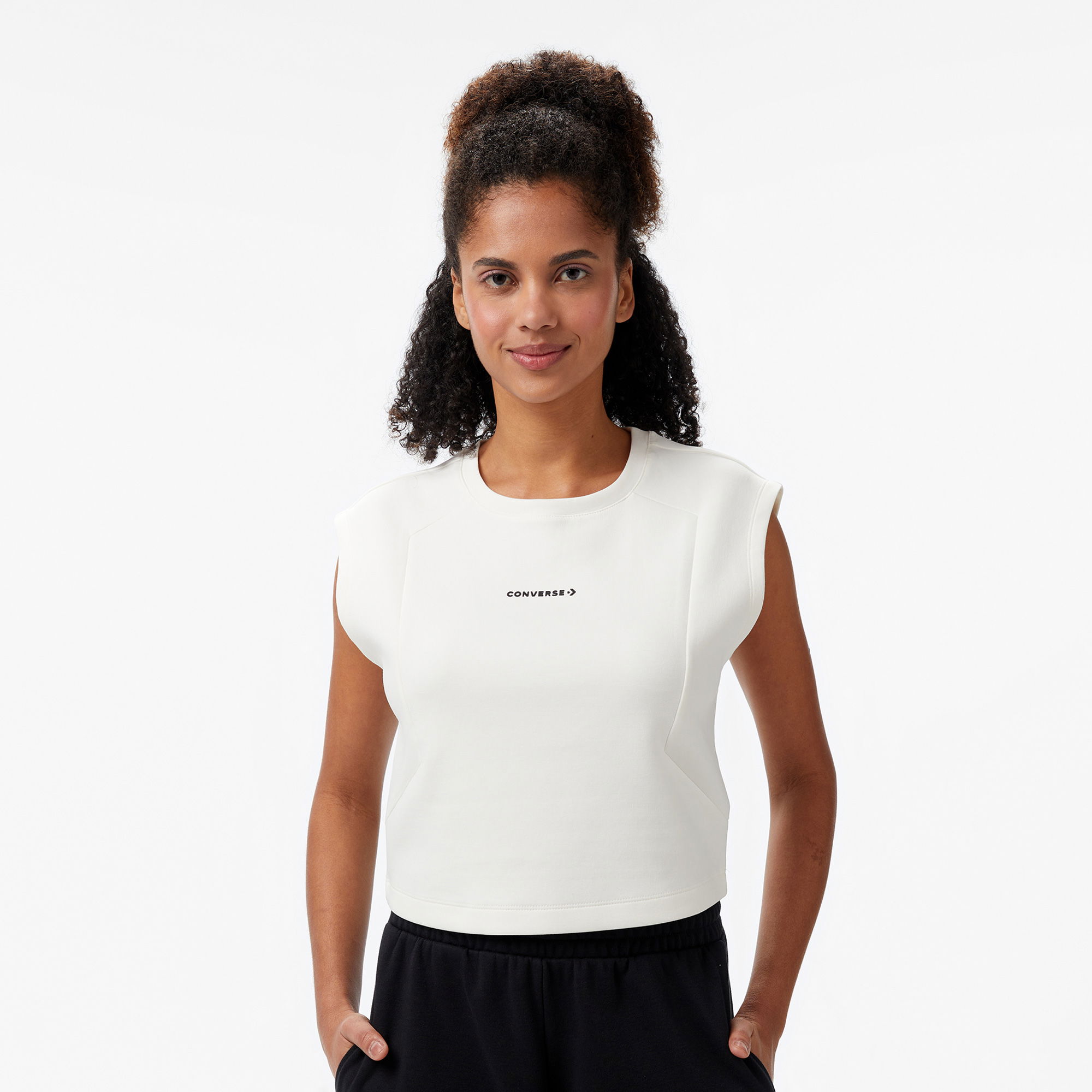 Converse Star Chevron Baskılı Kadın  Krem T-Shirt