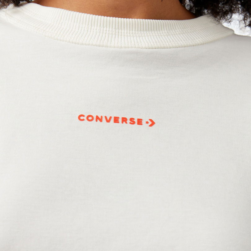 Converse Star Chevron Baskılı Kadın  Krem T-Shirt