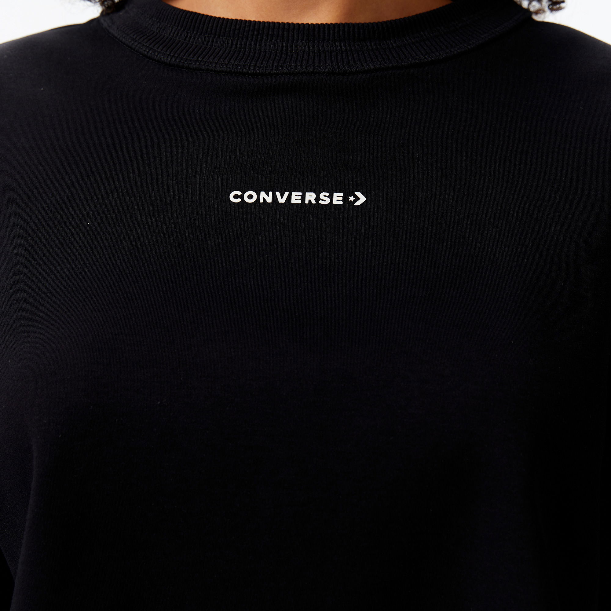 Converse Star Chevron Baskılı Kadın  Siyah T-Shirt