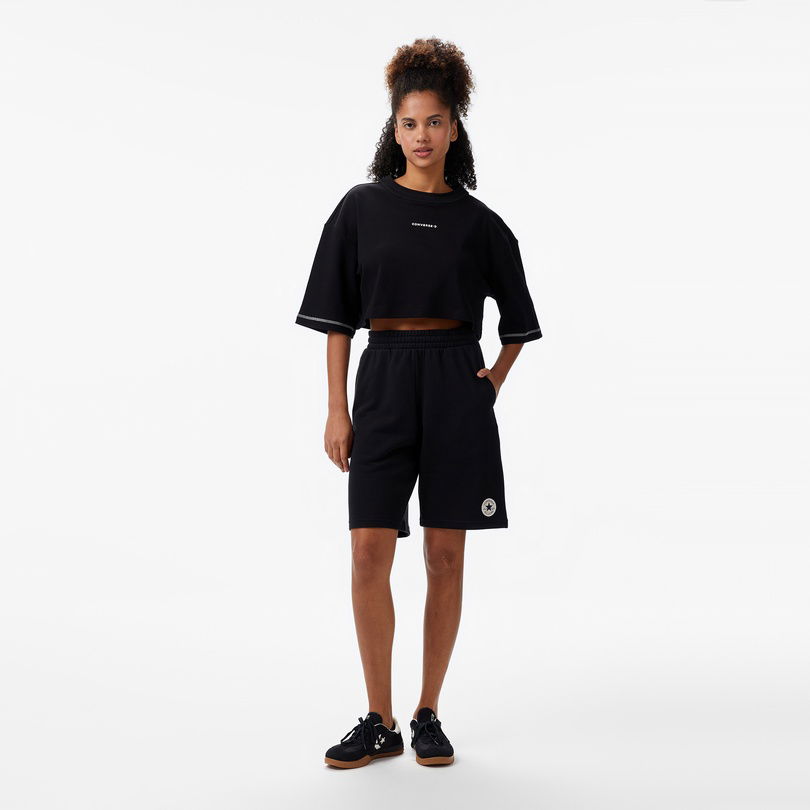 Converse Star Chevron Baskılı Kadın  Siyah T-Shirt