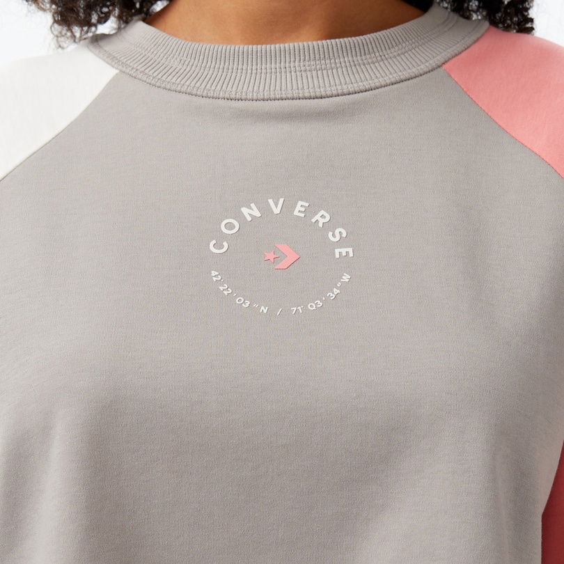 Converse Star Chevron Baskılı Kadın  Gri T-Shirt