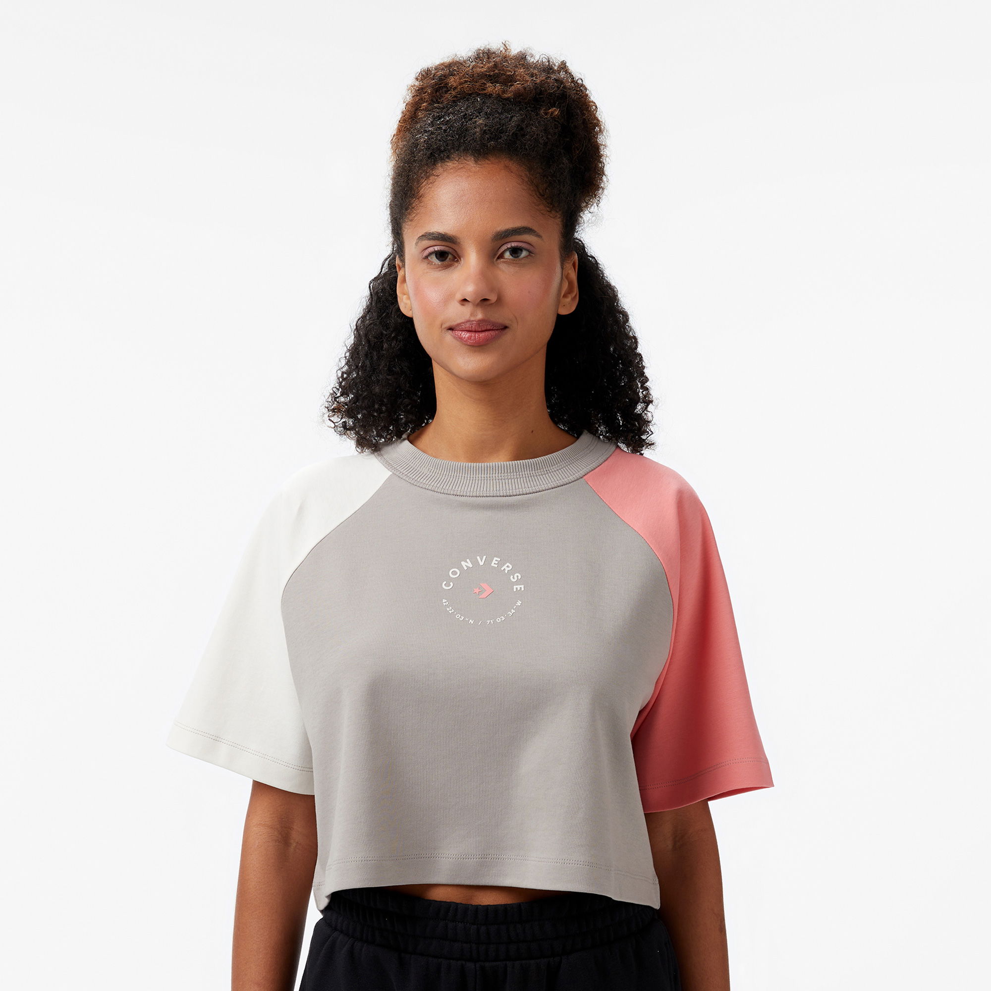 Converse Star Chevron Baskılı Kadın  Gri T-Shirt