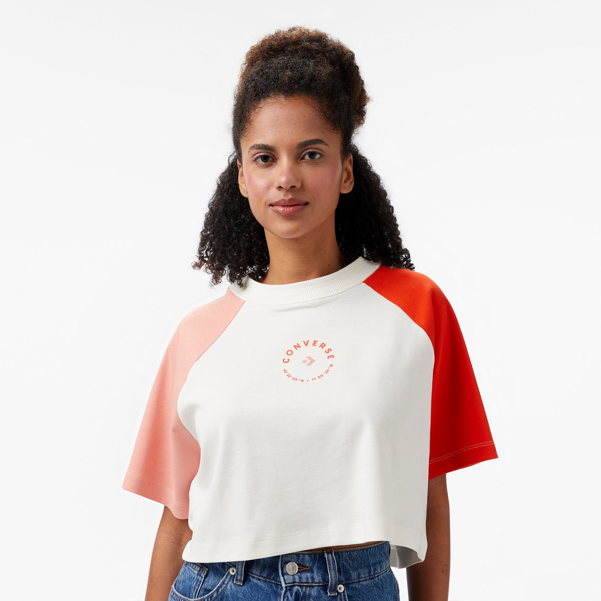 Converse Star Chevron Baskılı Kadın  Krem T-Shirt