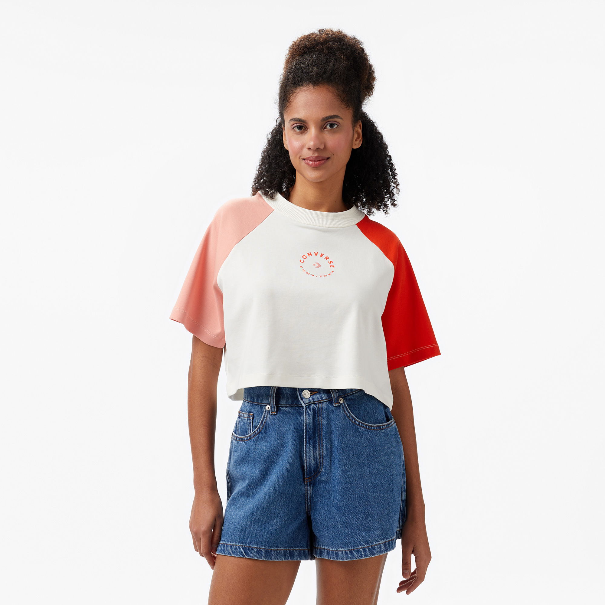 Converse Star Chevron Baskılı Kadın  Krem T-Shirt