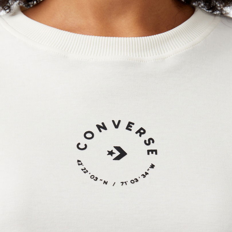 Converse Star Chevron Baskılı Kadın Oversize Fit Krem T-Shirt