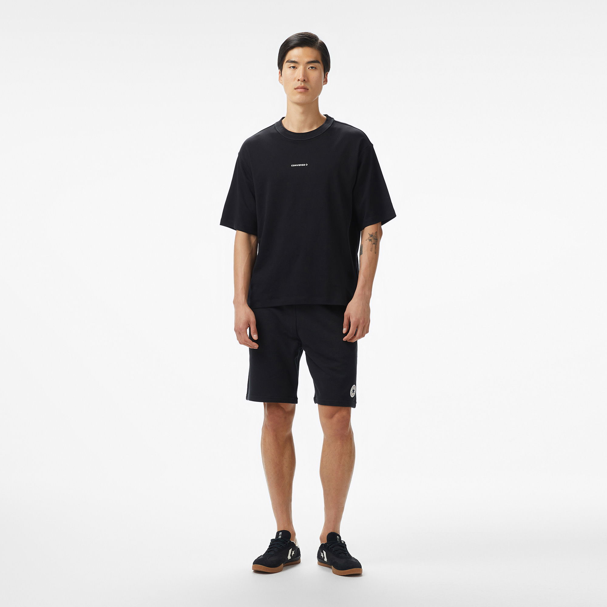 Converse Star Chevron Baskılı Erkek Oversize Fit Siyah T-Shirt