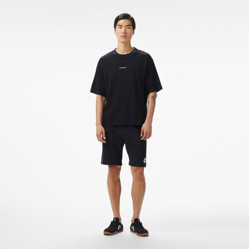 Converse Star Chevron Baskılı Erkek Oversize Fit Siyah T-Shirt